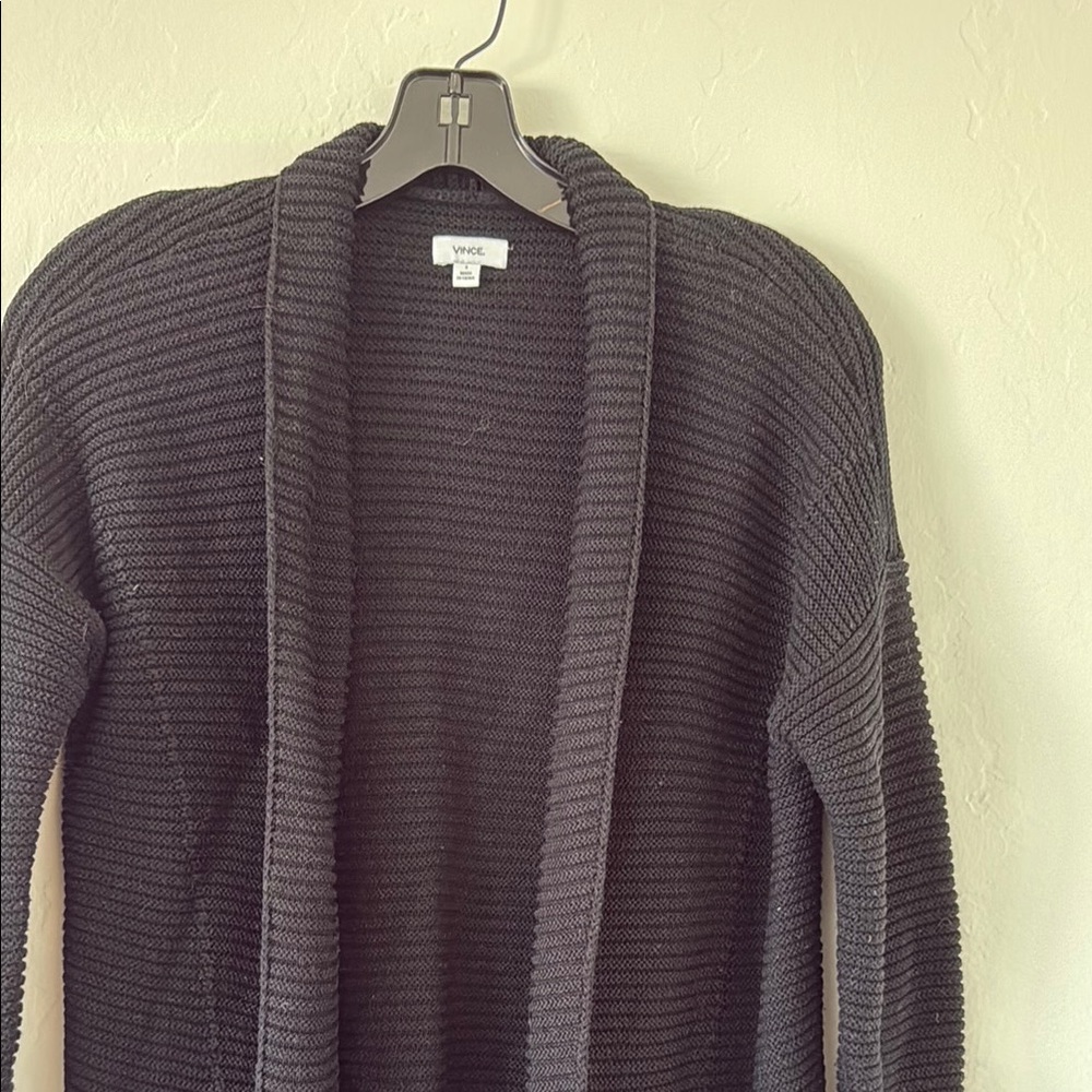 Black Long Open Front Cardigan